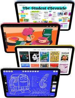 Varios iPad de frente muestran diferentes apps Apple y del App Store