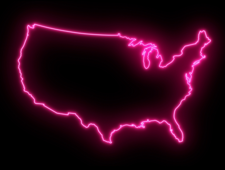 Mapa iluminado de Estados Unidos